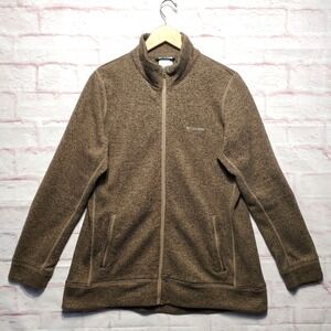 Columbia Jacket Womens XL Brown Heather Full Zip Fleece Warm Outdoor Hiking Warm